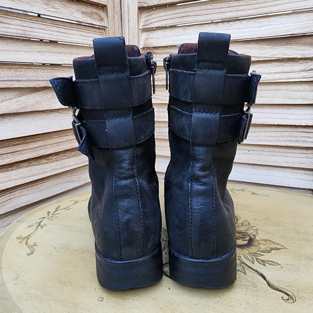 Born US 8.5 Black Leather Lace Up Moto Biker Boots Grunge Punk 90s Dark Academia - Picture 3 of 7